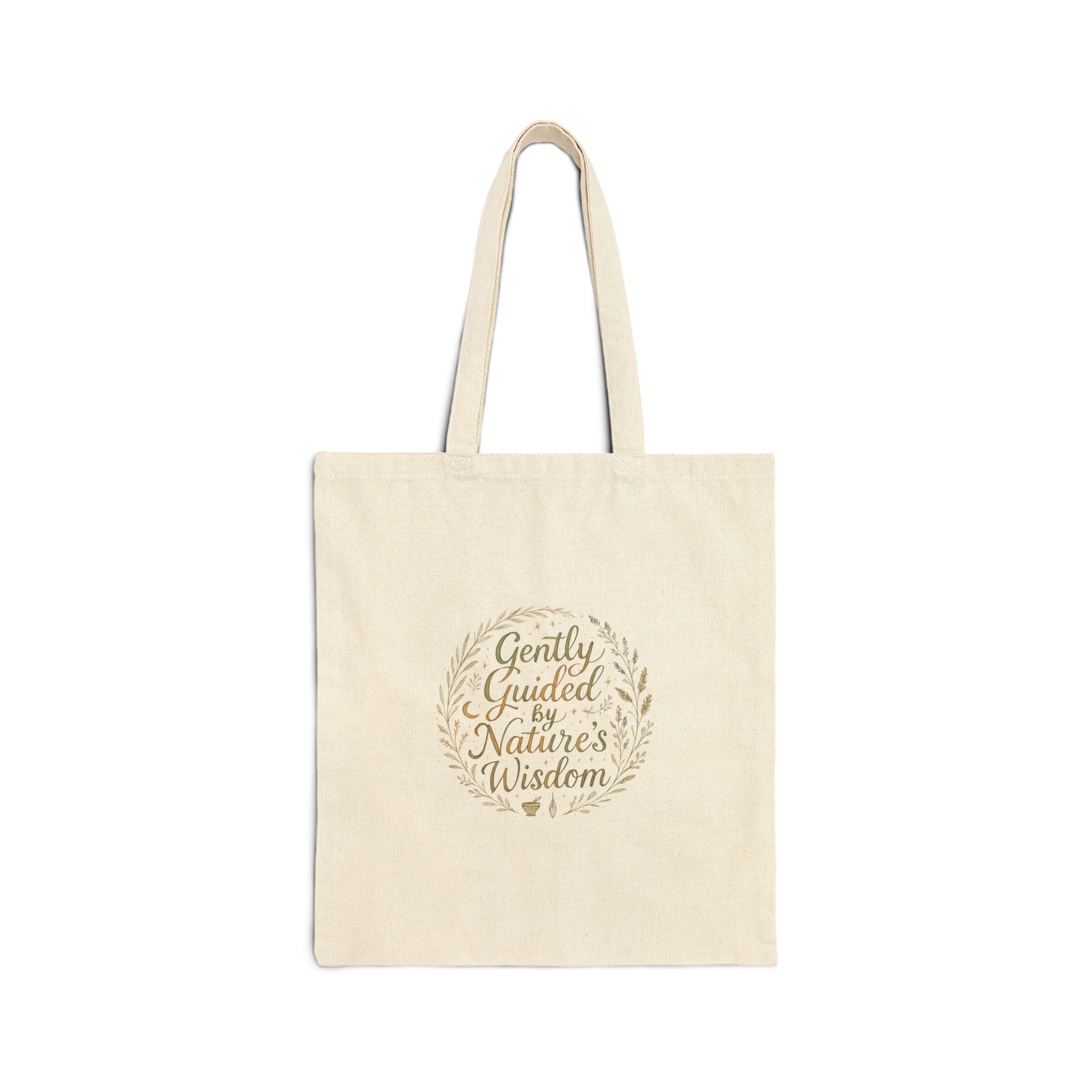 Canvas Tote Bag — "Gently Guided by Nature’s Wisdom" Eco-Friendly Market Bag