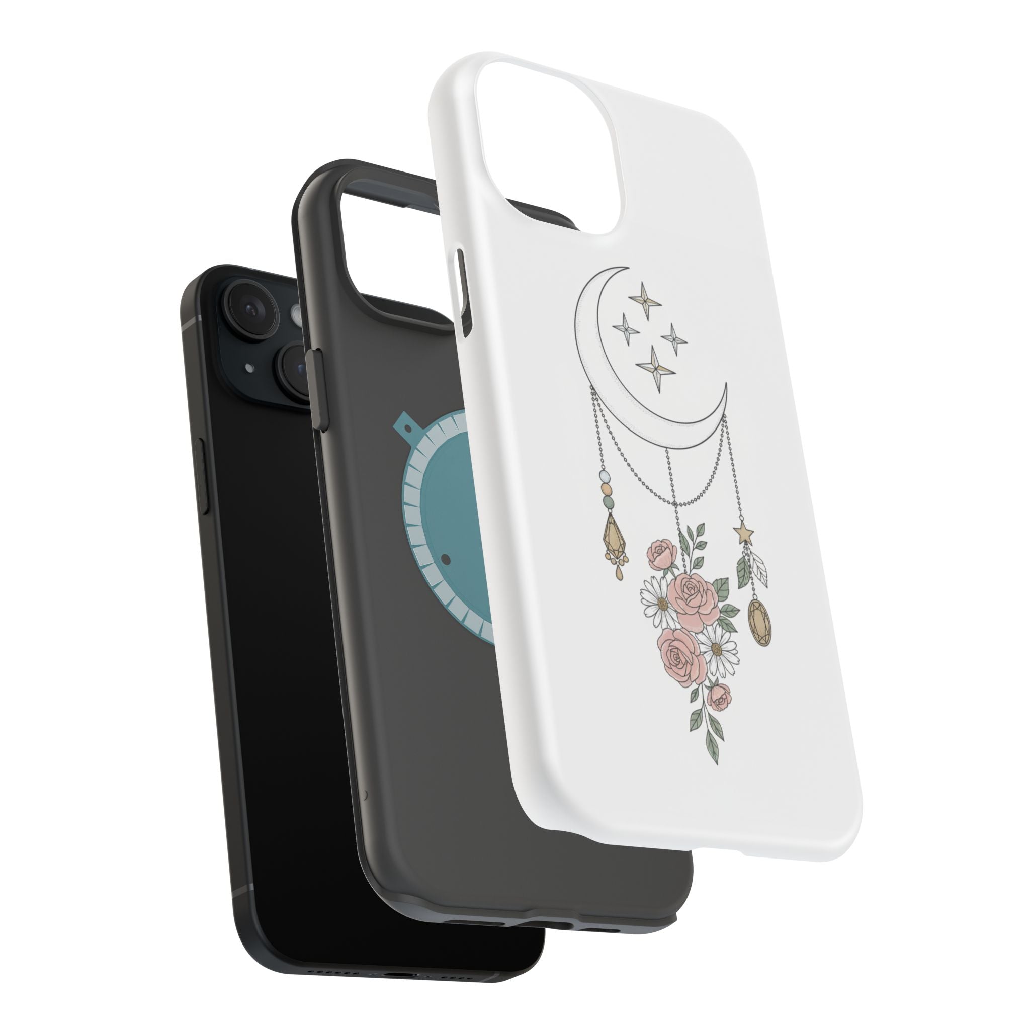 Moon & Roses Magnetic Impact Phone Case — Celestial Floral iPhone Cover