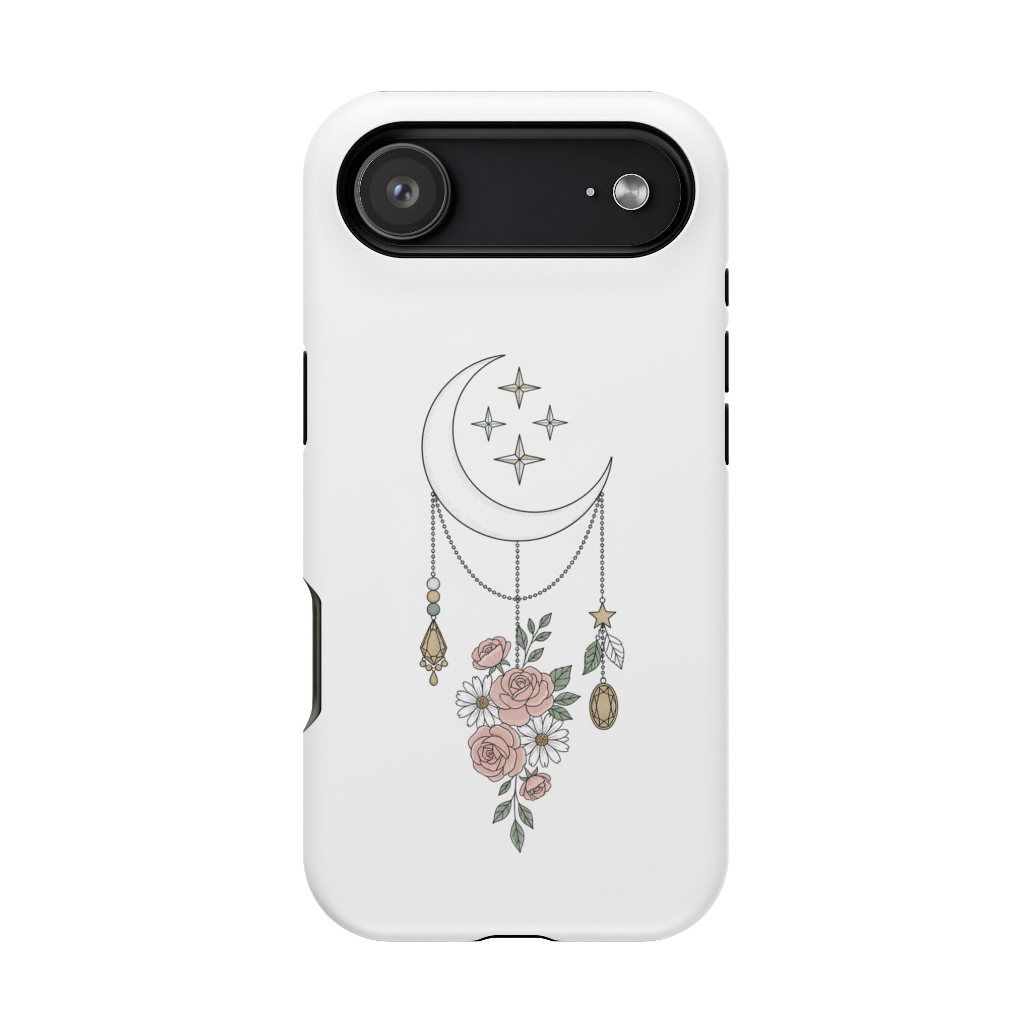 Moon & Roses Magnetic Impact Phone Case — Celestial Floral iPhone Cover