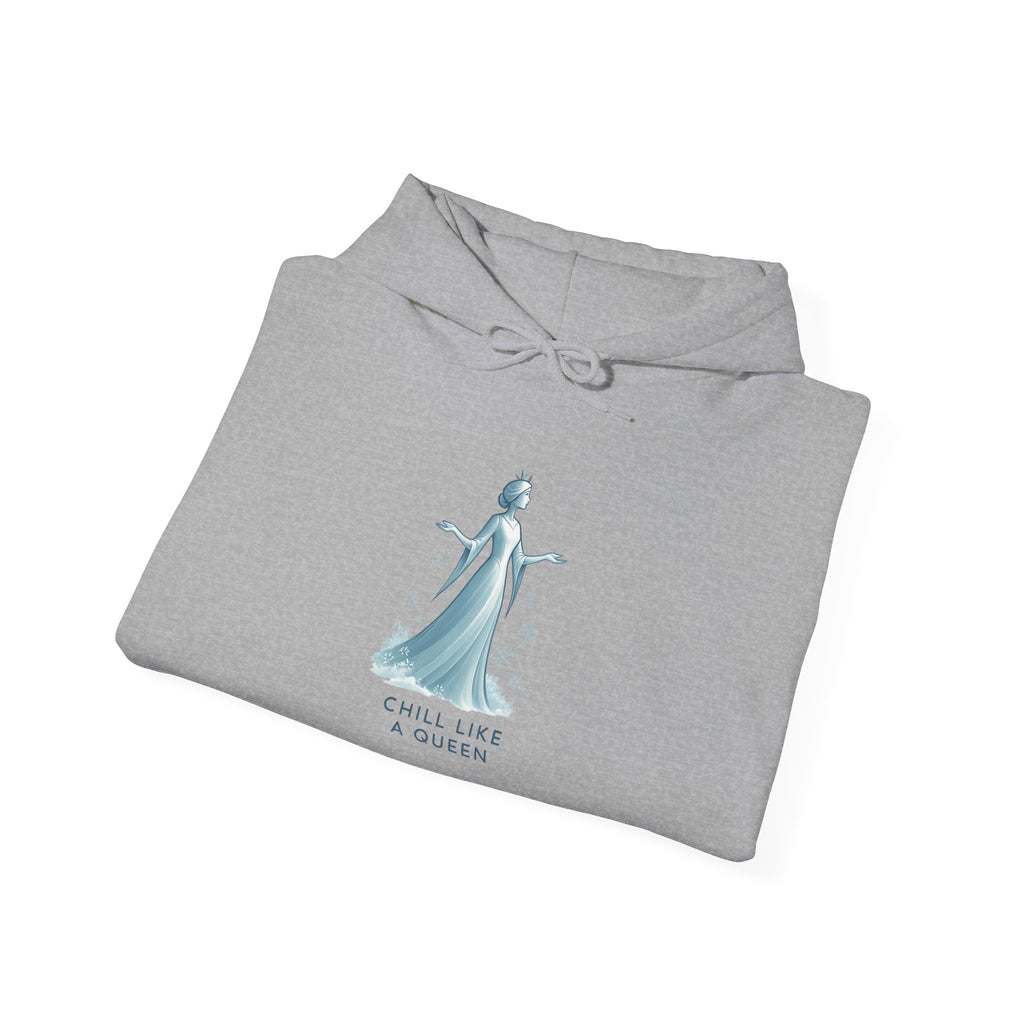 Queen Illustration Hoodie — "Chill Like a Queen" Cozy Graphic Sweatshirt