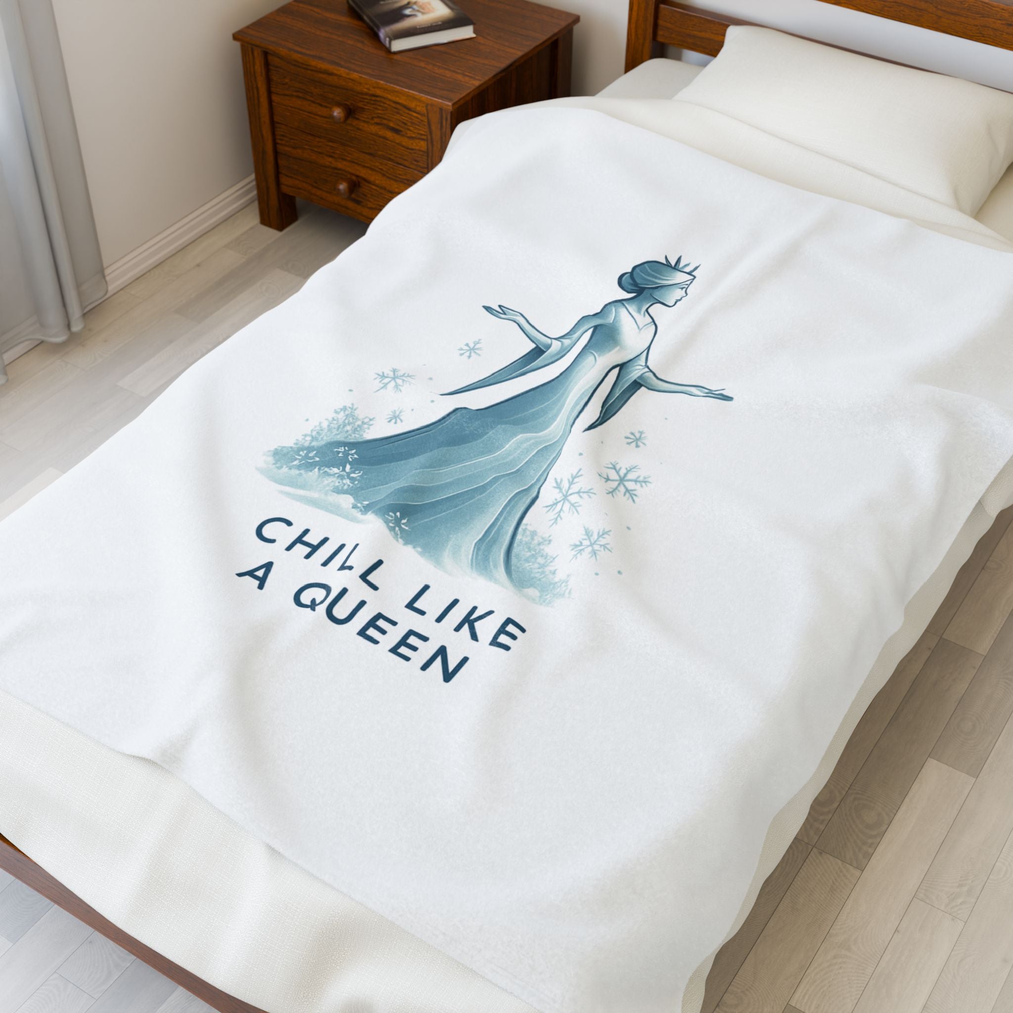 Velveteen Plush Blanket — "Chill Like a Queen" Frozen-Inspired Cozy Throw