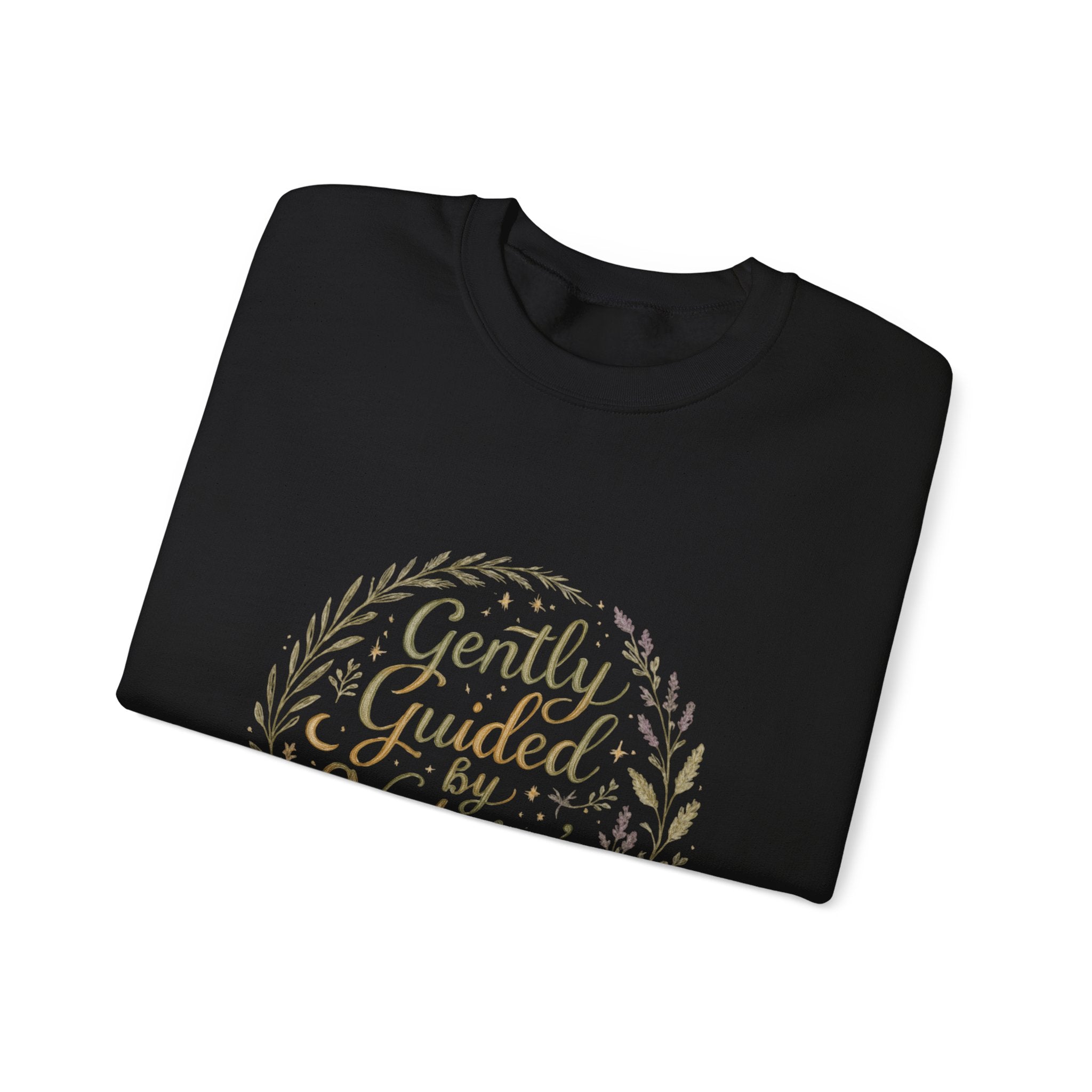 Crewneck Sweatshirt — "Gently Guided by Nature's Wisdom" Floral Wreath Eco Vibe