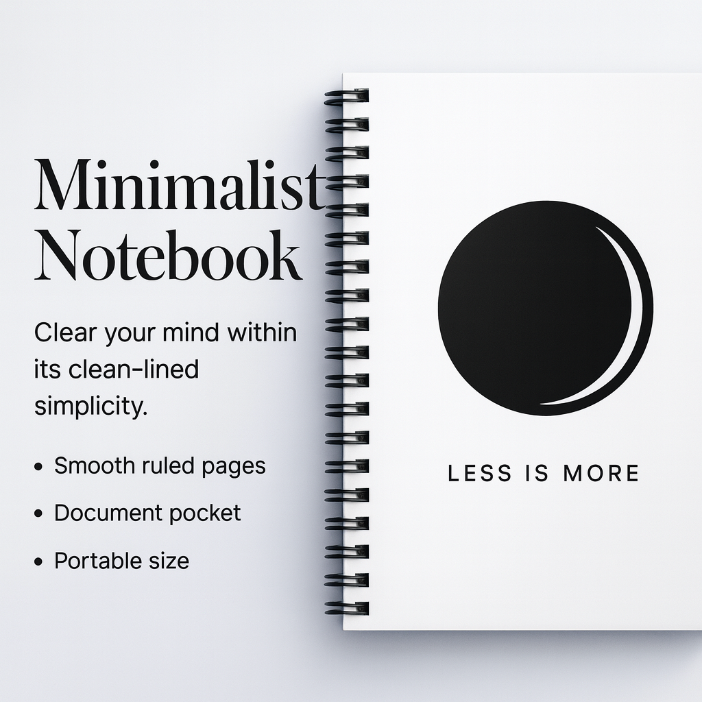Minimalist Moon Spiral Notebook — "Less Is More" Ruled Journal