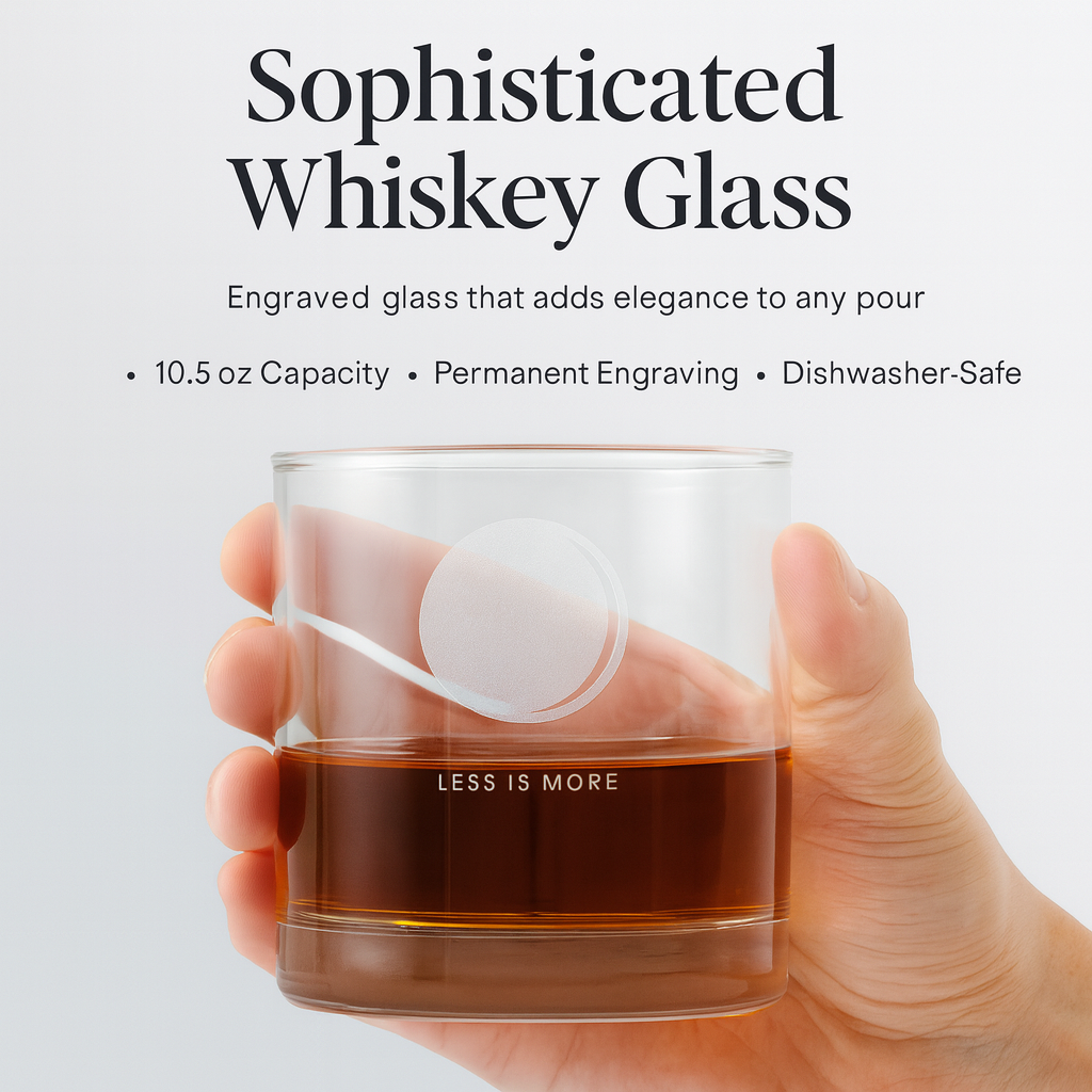 Engraved 10.5oz Whiskey Glass — Personalized Rocks Glass for Home Bar, Groomsmen & Father’s Day