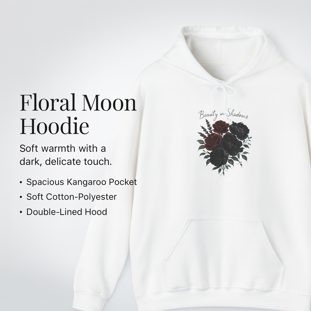 Floral Moon Hoodie — 'Beauty in Darkness' Graphic Pullover