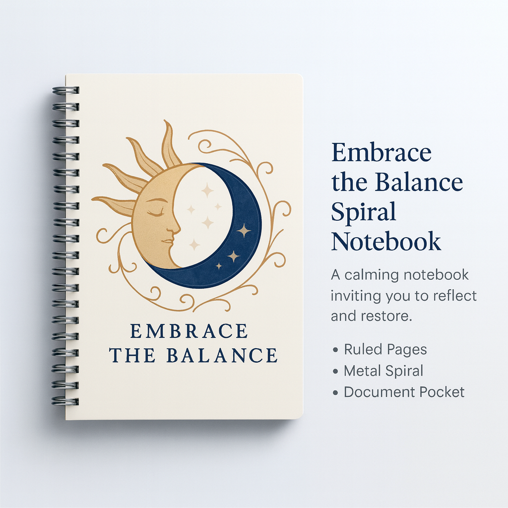 Embrace the Balance Spiral Notebook – Sun & Moon Ruled Journal